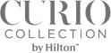 Logo of "Curio Collection by Hilton" in gray text on a transparent background.